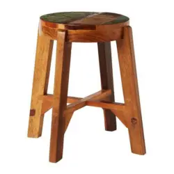 Hocker in Holz Braun, Multicolor