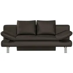 Schlafsofa in Echtleder Dunkelbraun