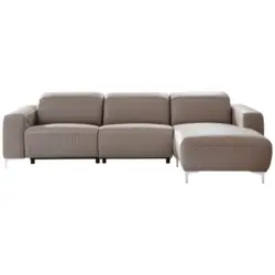 Ecksofa in Echtleder Taupe