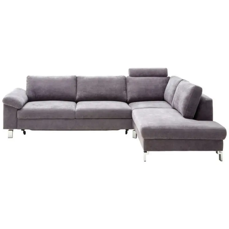 Ecksofa in Velours Dunkelgrau
