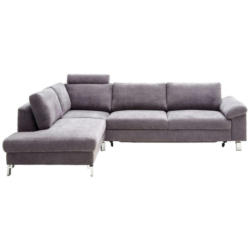 Ecksofa in Velours Dunkelgrau