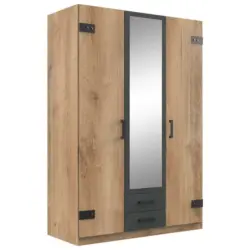 Drehtürenschrank in Graphitfarben, Eichefarben