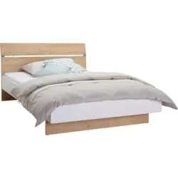 Bett 140/200 cm in Weiß, Eichefarben