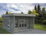 Hornbach Gartenhaus Palmako Caroline 44 mm inkl. Fußboden 390 x 390 cm tauchimprägniert grau