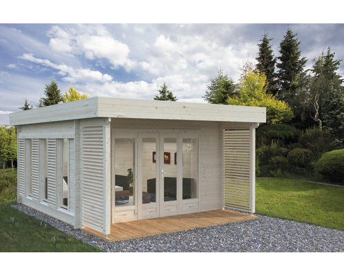 Gartenhaus Palmako Caroline 44 mm inkl. Fußboden 390 x 390 cm natur