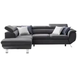 Ecksofa in Webstoff Dunkelgrau