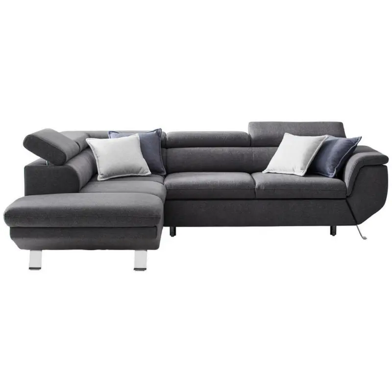 Ecksofa in Webstoff Dunkelgrau