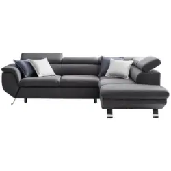 Ecksofa in Webstoff Dunkelgrau