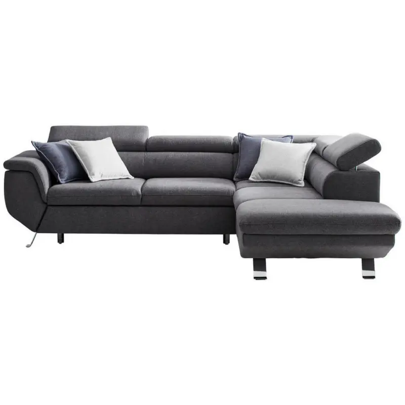Ecksofa in Webstoff Dunkelgrau
