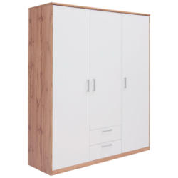 Drehtürenschrank in Weiß, Eichefarben