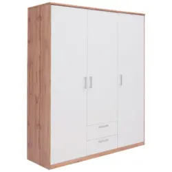 Dreht&uuml;renschrank in Wei&szlig;, Eichefarben