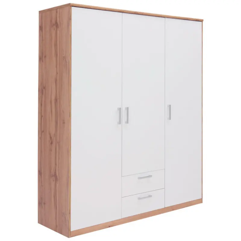 Dreht&uuml;renschrank in Wei&szlig;, Eichefarben