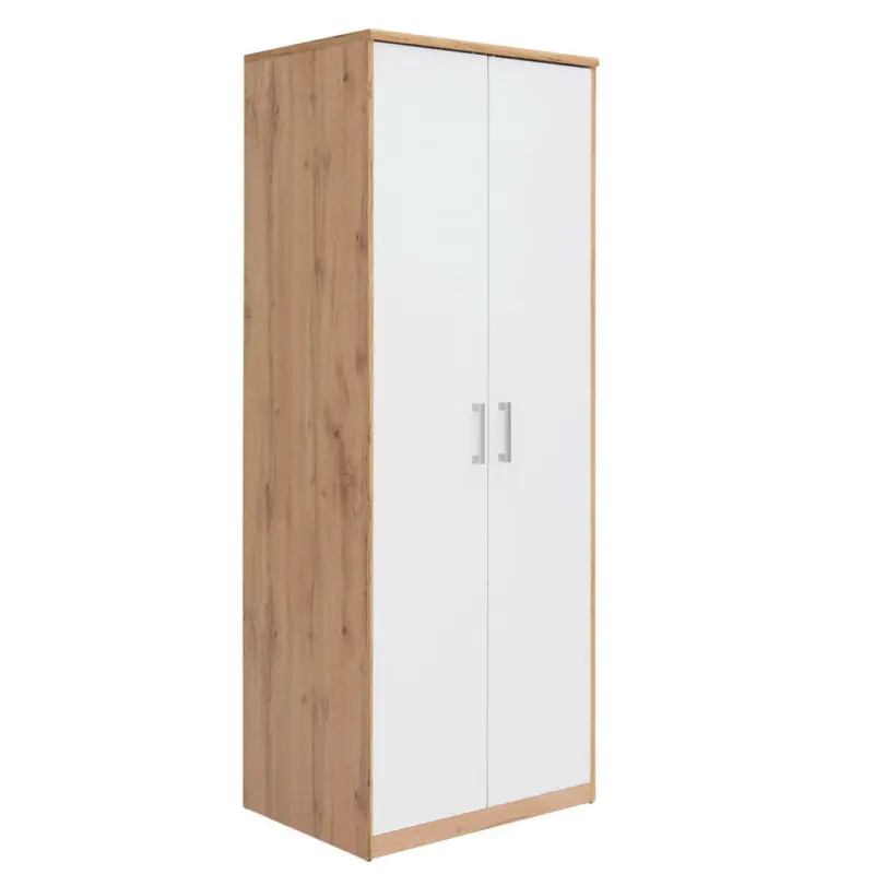 Drehtürenschrank in Weiß, Eichefarben