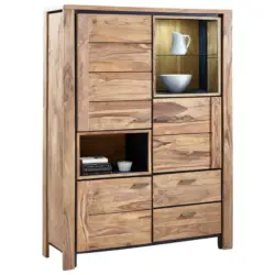 Vitrine in massiv Sheesham Sheeshamfarben