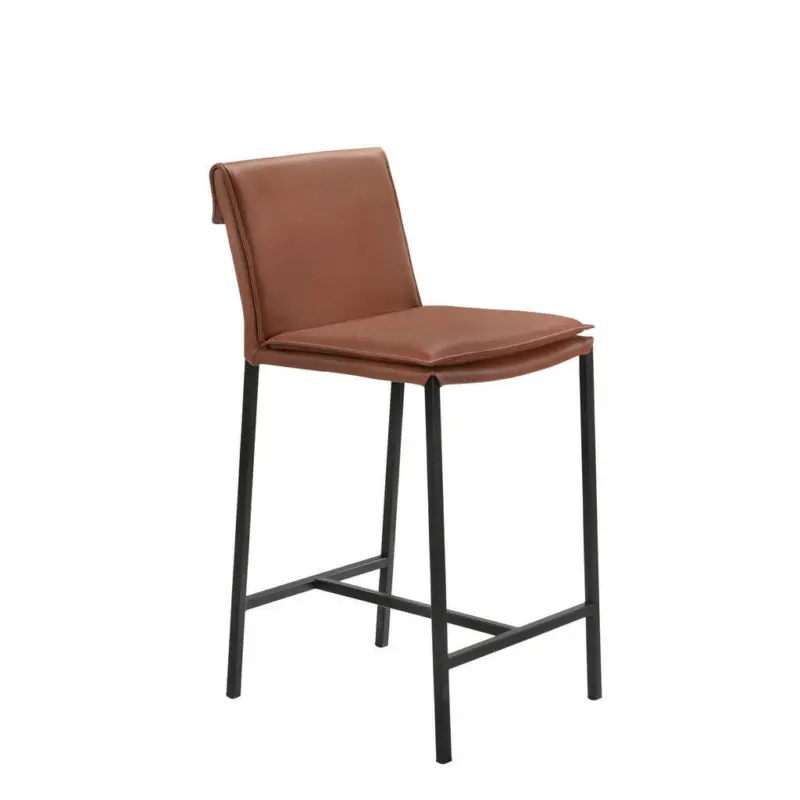 Barhocker in Metall, Leder Braun, Schwarz