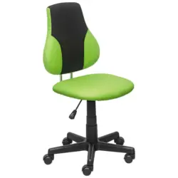 Jugenddrehstuhl in Lederlook, Netzbespannung Grau, Grün