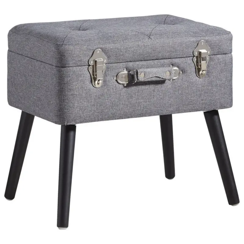 Hocker in Holz, Textil, Holzwerkstoff Anthrazit, Schwarz