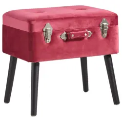 Hocker in Holz, Textil, Holzwerkstoff Schwarz, Bordeaux