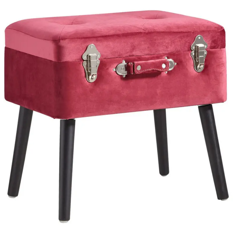 Hocker in Holz, Textil, Holzwerkstoff Schwarz, Bordeaux