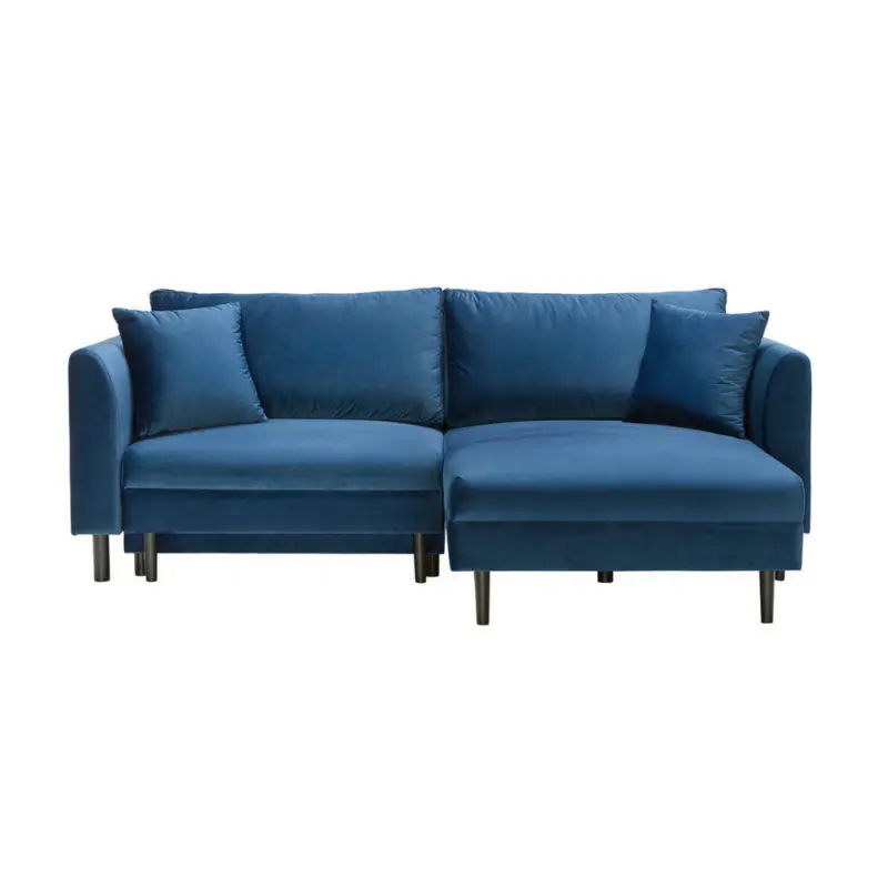 Ecksofa in Velours Blau