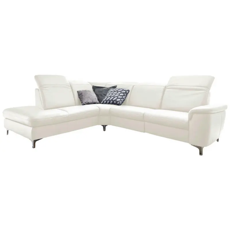 Ecksofa in Echtleder Weiß