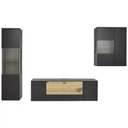 Wohnwand 308,8/196,8/49,2 cm in Anthrazit, Eichefarben