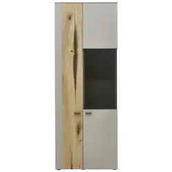 Vitrine in furniert, Hartholz Balkeneiche Eichefarben, Fango