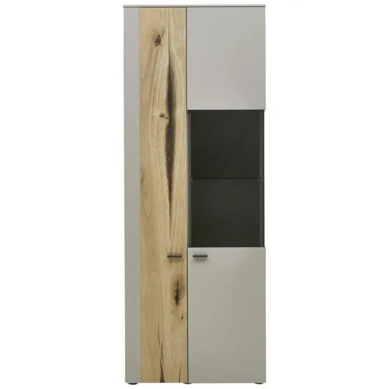 Vitrine in furniert, Hartholz Balkeneiche Eichefarben, Fango
