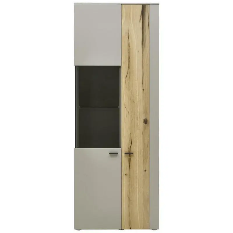 Vitrine in furniert, Hartholz Balkeneiche Eichefarben, Fango