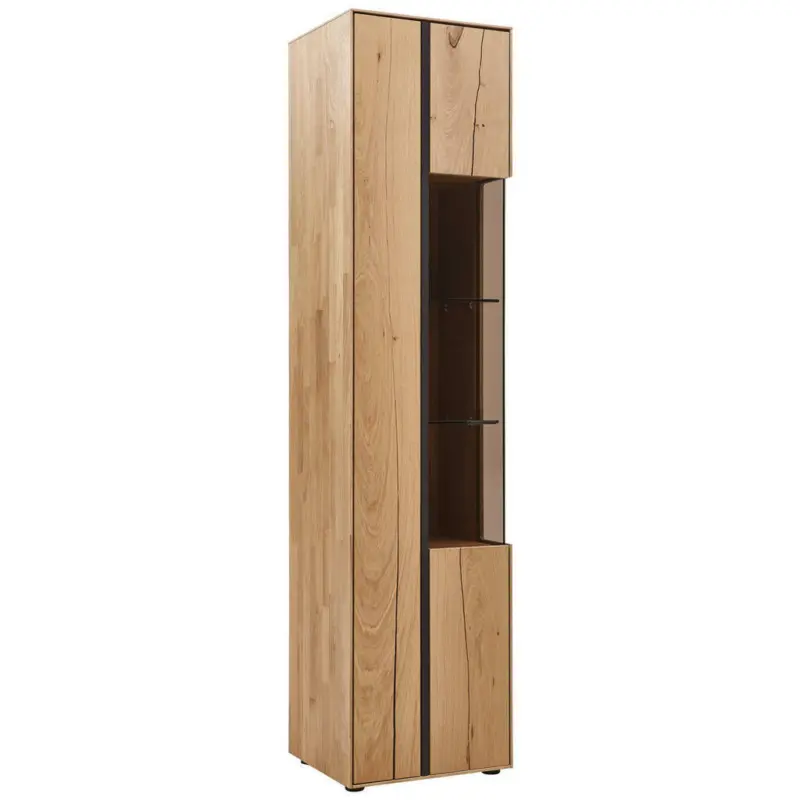 Vitrine in massiv Wildeiche, Balkeneiche Eichefarben