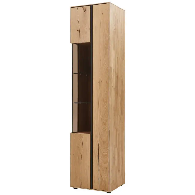 Vitrine in massiv Wildeiche, Balkeneiche Eichefarben