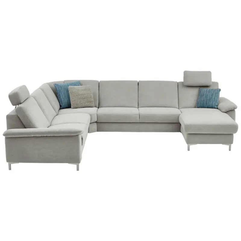 Wohnlandschaft in Chenille Silberfarben, Hellgrau