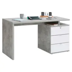Schreibtisch 140/60/75 cm in Grau, Weiß Hochglanz