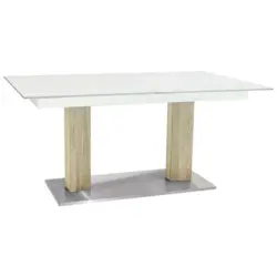Esstisch in Holz, Metall, Glas 140-190/100/77 cm