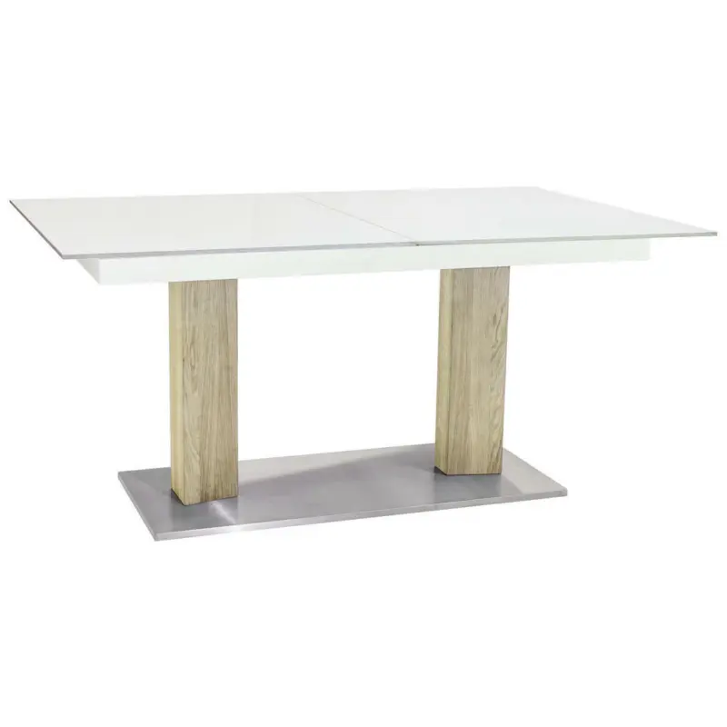Esstisch in Holz, Metall, Glas 140-190/100/77 cm