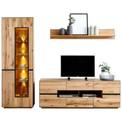 Wohnwand 270/203/47 cm in Anthrazit, Eichefarben