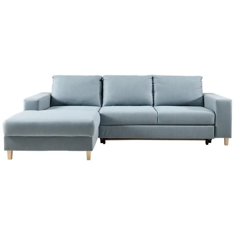 Ecksofa in Webstoff Hellblau
