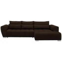 Ecksofa in Webstoff Dunkelbraun