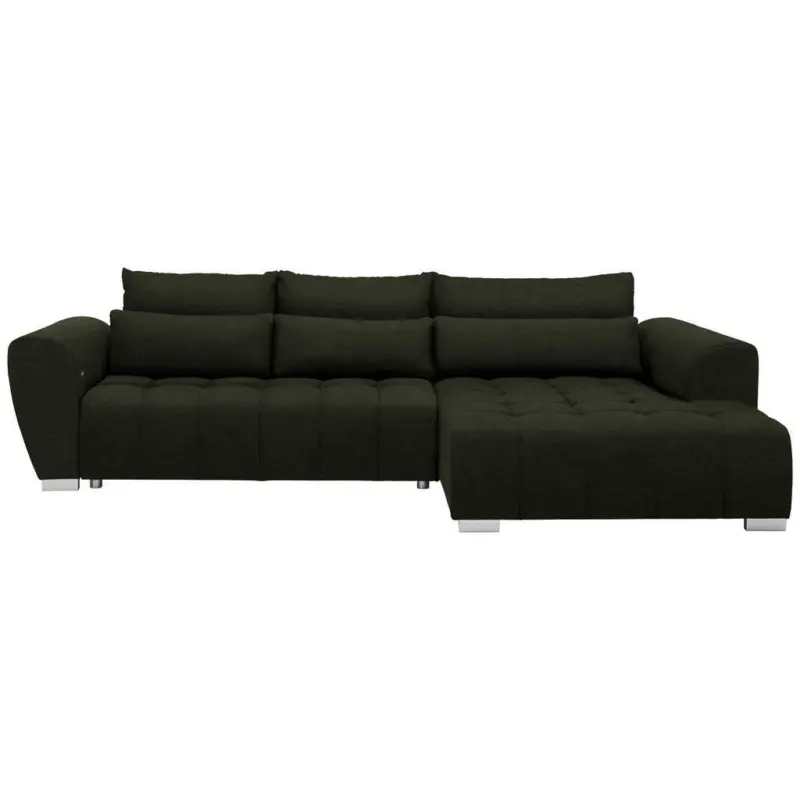Ecksofa in Webstoff Dunkelgr&uuml;n