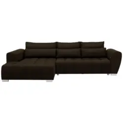 Ecksofa in Webstoff Dunkelbraun