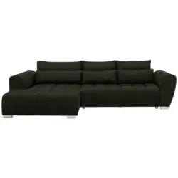 Ecksofa in Webstoff Dunkelgr&uuml;n