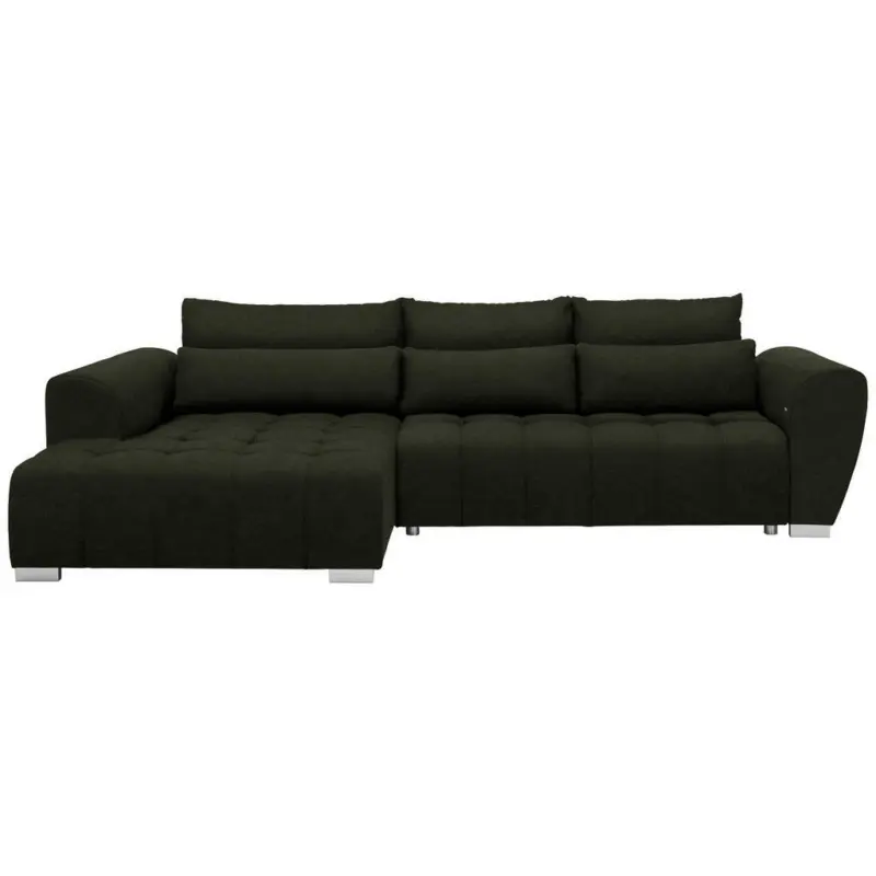 Ecksofa in Webstoff Dunkelgr&uuml;n