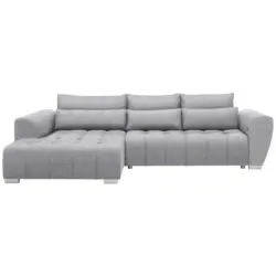 Ecksofa in Webstoff Hellgrau