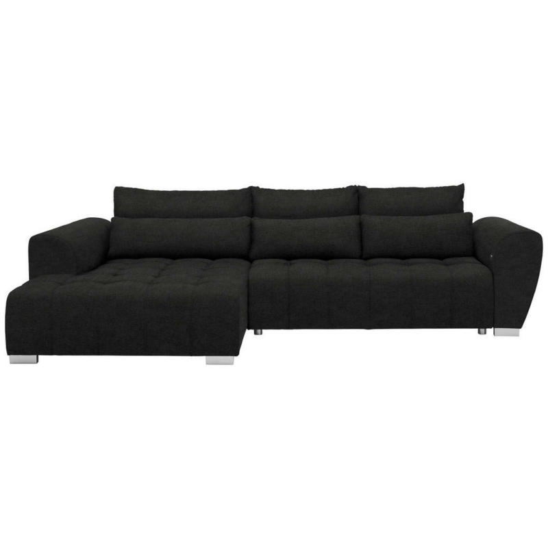 Ecksofa in Webstoff Schwarz