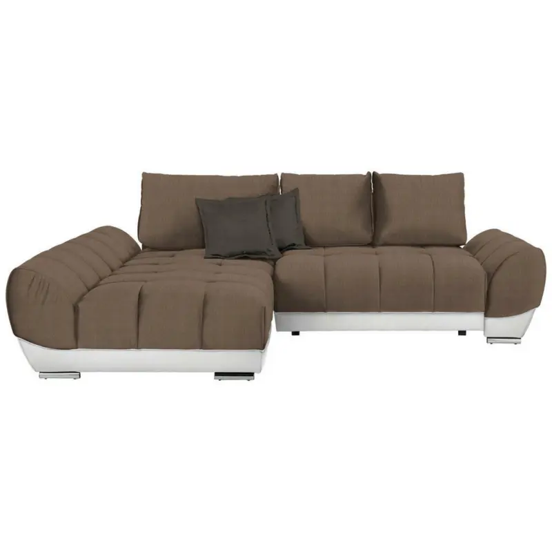 Ecksofa in Weiß, Dunkelbraun, Hellbraun