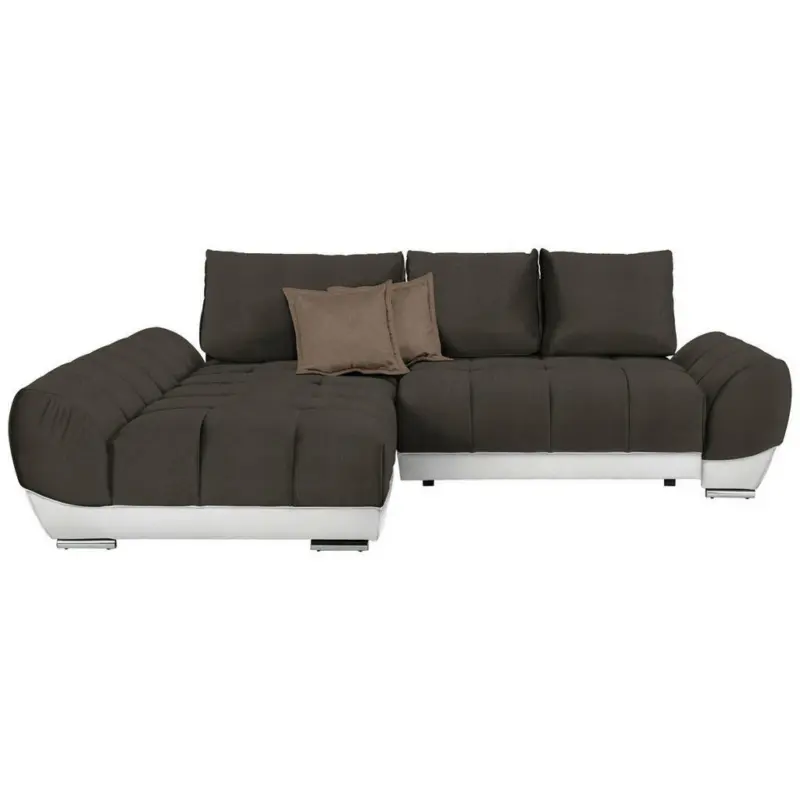 Ecksofa in Weiß, Dunkelbraun, Hellbraun