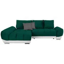 Ecksofa in Gr&uuml;n, Wei&szlig;, Dunkelgrau