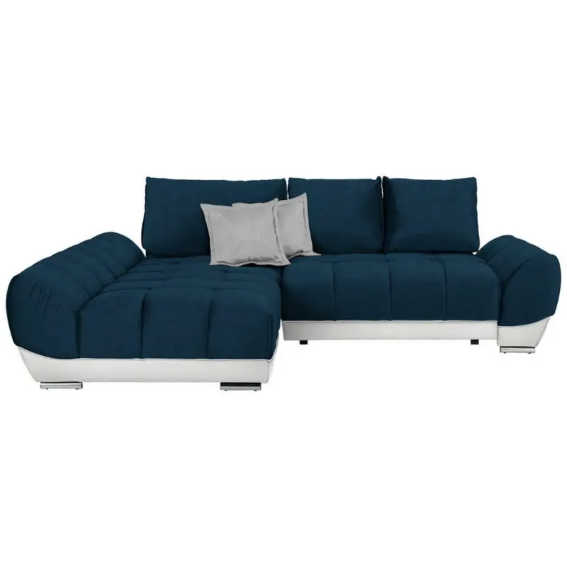 Ecksofa in Weiß, Hellgrau, Dunkelblau