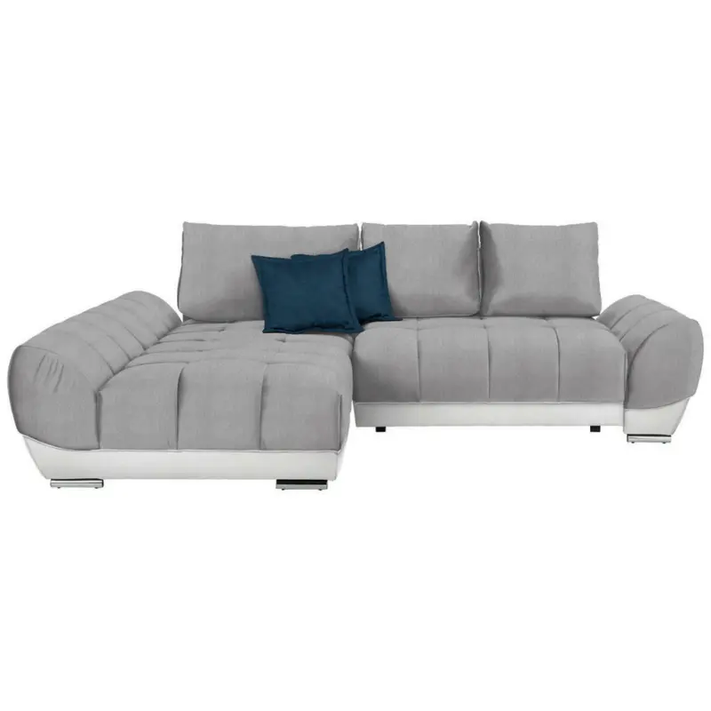 Ecksofa in Wei&szlig;, Hellgrau, Dunkelblau