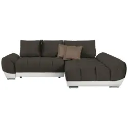 Ecksofa in Weiß, Dunkelbraun, Hellbraun